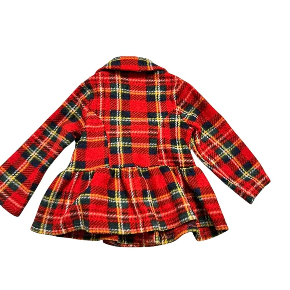 Toddler Girls Mack & Co Red Plaid Pea Coat 3T